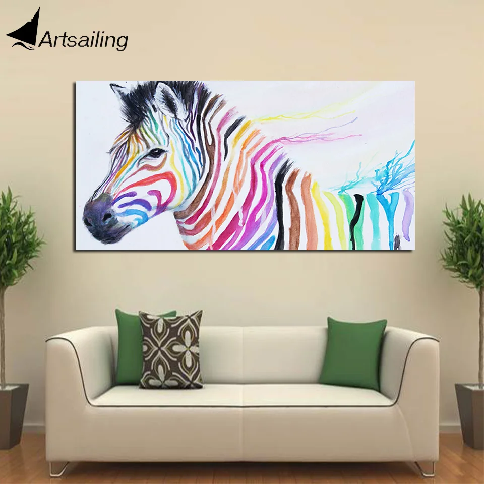 

Canvas Print Pictures Wall Art 1 Piece multicolor watercolor horses horse Painting Poster Modular Home Decor Living Room