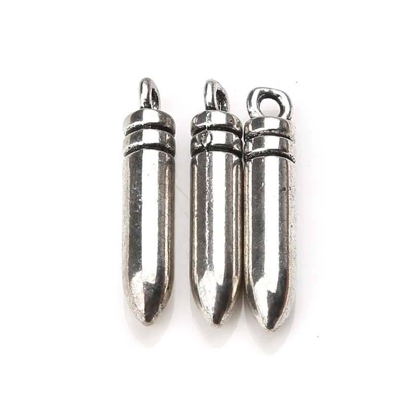 10pc-lot-22mm-x-4mm-Bullet-Charms-Antique-Silver-Tone-charms-for-jewelry-making-diy-necklace (1)