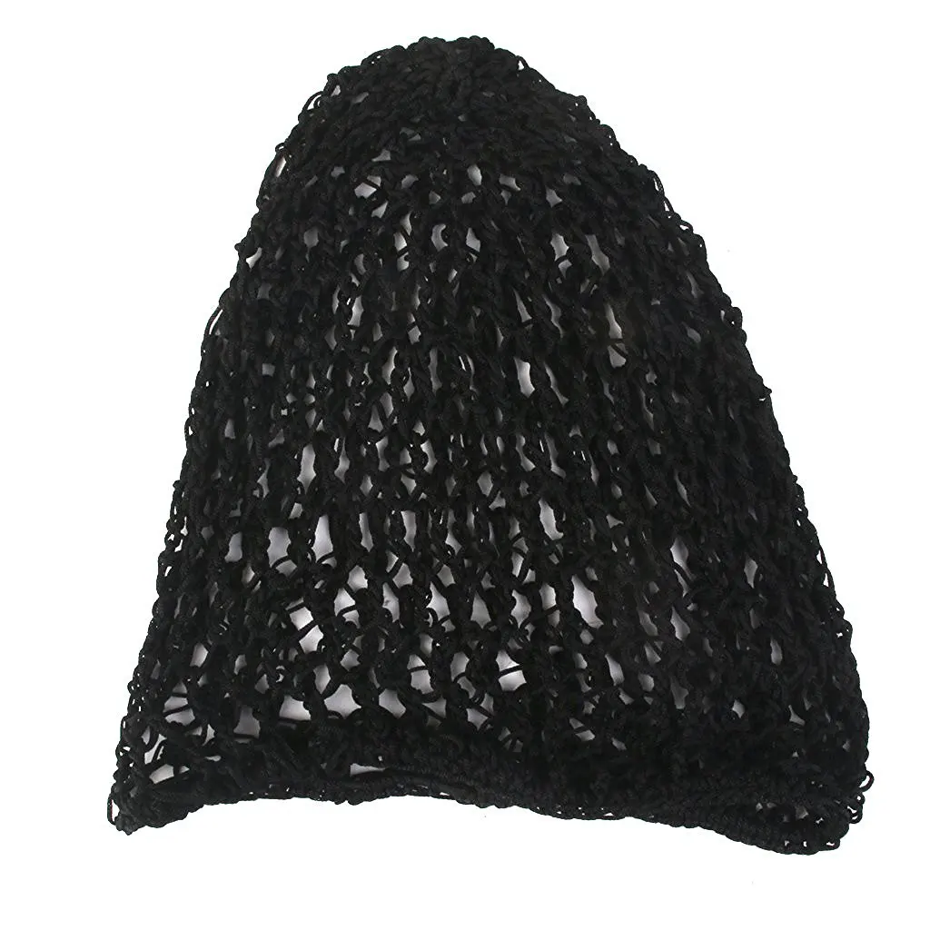 YOST-1x Soft Rayon Snood hairnet wig Crochet Cap Black