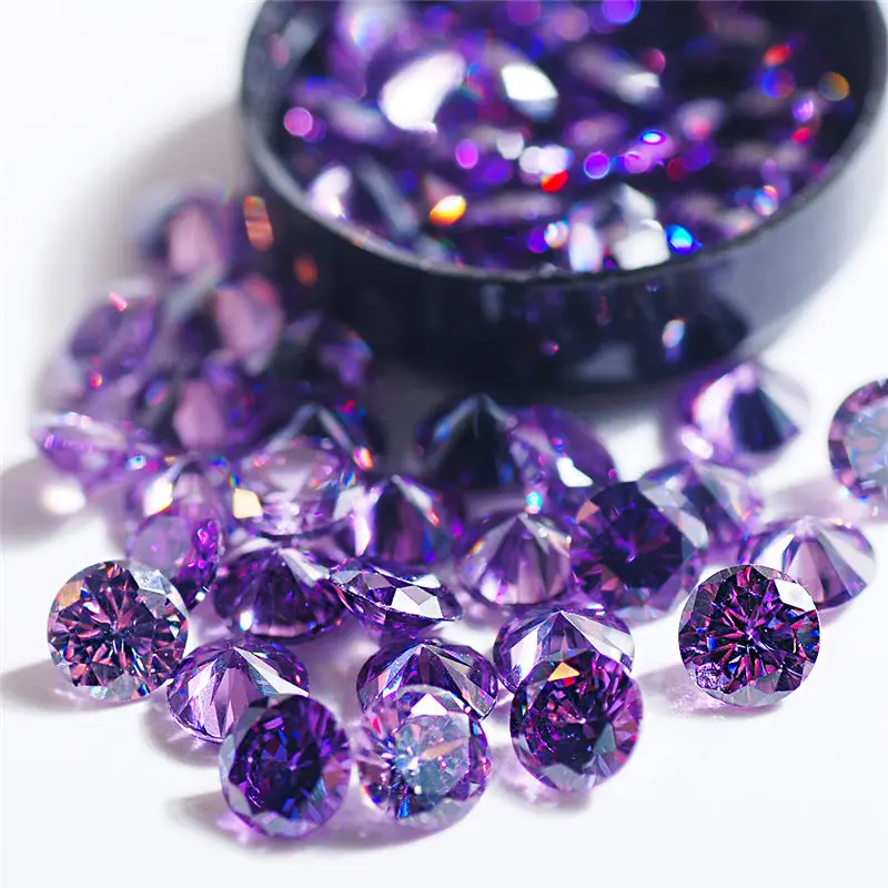 Multi Размер 4/5/6mm красочный искусственный камень кубический цирконий 50 шт ААА круглый отчалил CZ ювелирные изделия art Дизайн Стразы - Цвет: Purple