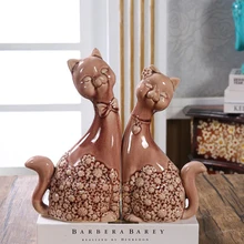 Фарфоровая статуэтка для пары кошек, декоративная керамика, украшение статуи для влюбленных Китти, ремесло для свадебного подарка и брачного сувенира