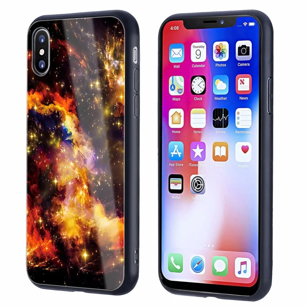 Starry Sky Glass Flame Fashionable Mobile Phone Case for