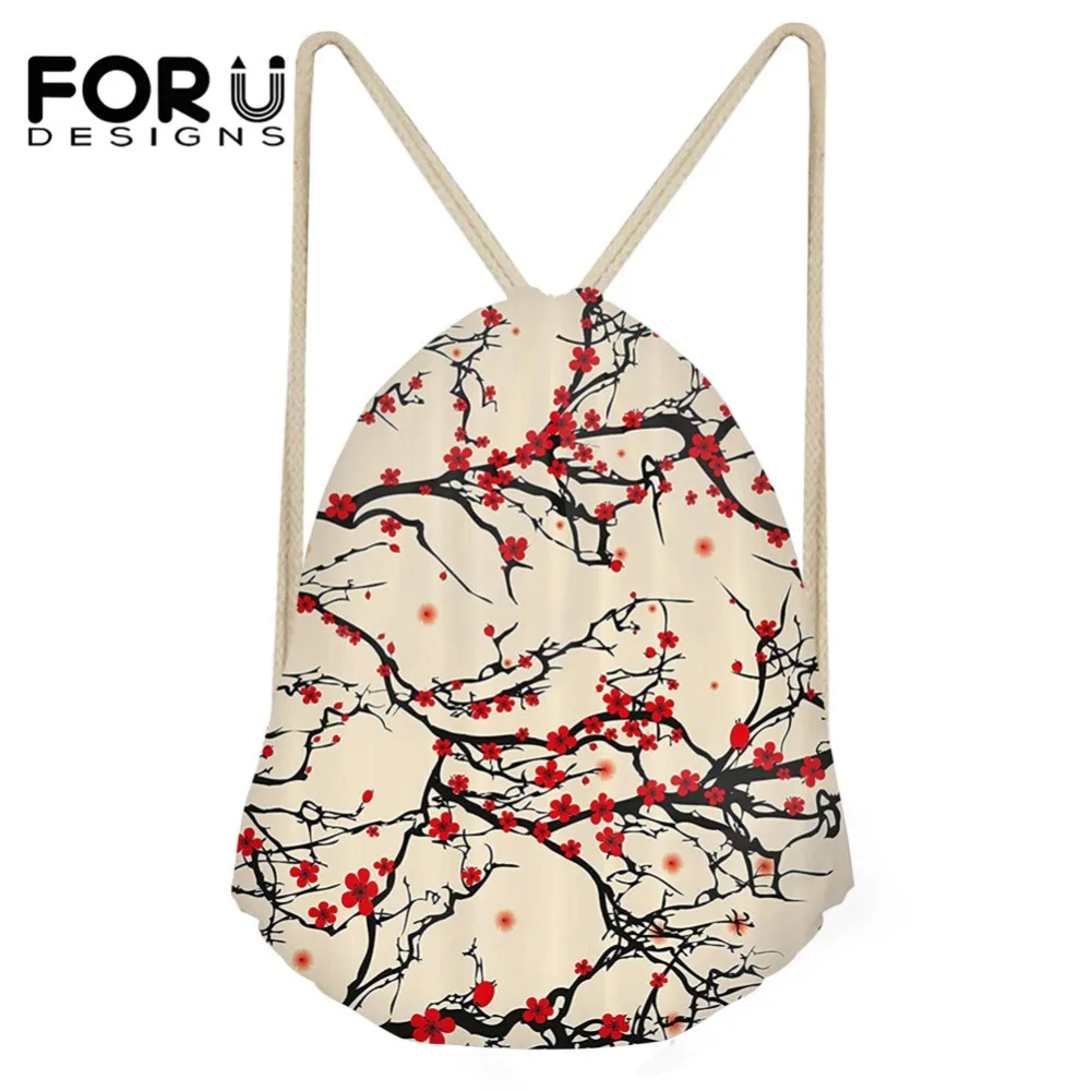 FORUDESIGNS/повседневное Drawstring сумки Дети школьные рюкзаки для девочек 3D Природа вишня Работа печати рюкзак небольшой школьный книга