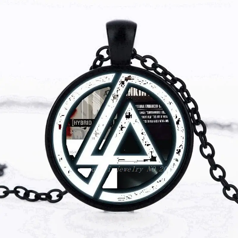 Горячая Мода Linkin Park логотип кулон ожерелье ювелирные изделия стеклянный купол ожерелья для мужчин женщин поклонников аксессуары подарок - Окраска металла: black4