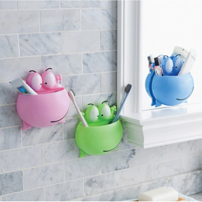 

3 colours Strong Suction Wall Frog tanden borstel houder Stand Brush Rack Bathroom toothbrush holder box