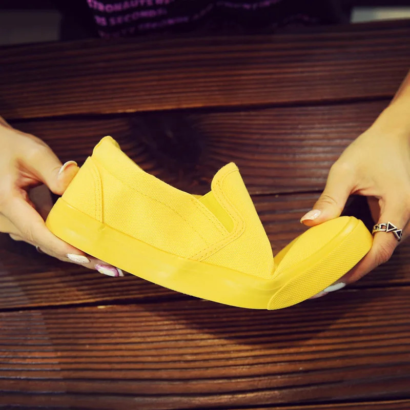 

Women Vulcanize spring auntum walking Shoes Summer Breathable Trainers sports Shoes Cheap yellow Canvas Platform Shoes Sneakers