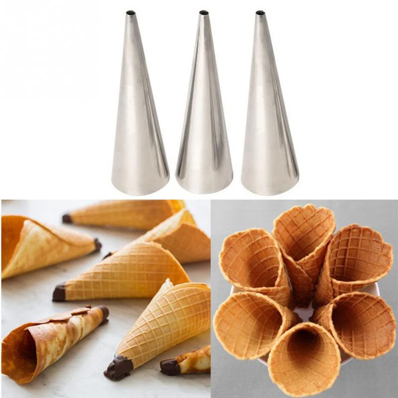 1PC Baking Cones Stainless Steel Spiral Baked Croissants Tubes Horn