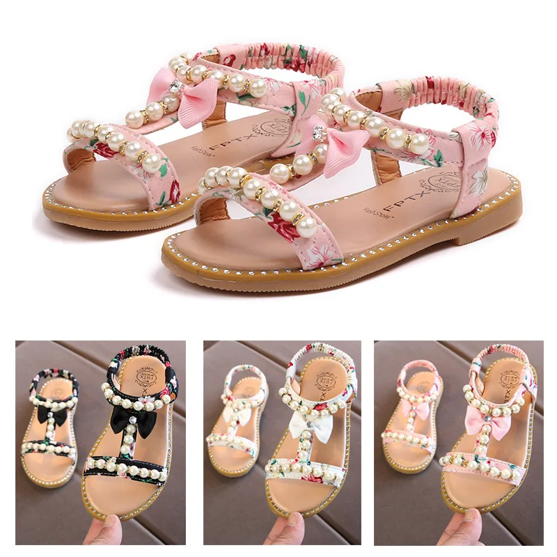 

1 2 3 4 5 6 Years New 2019 Summer Children's Little Baby Girls Pink White Pearls Princess Dress Shoes For Girls School Sandals