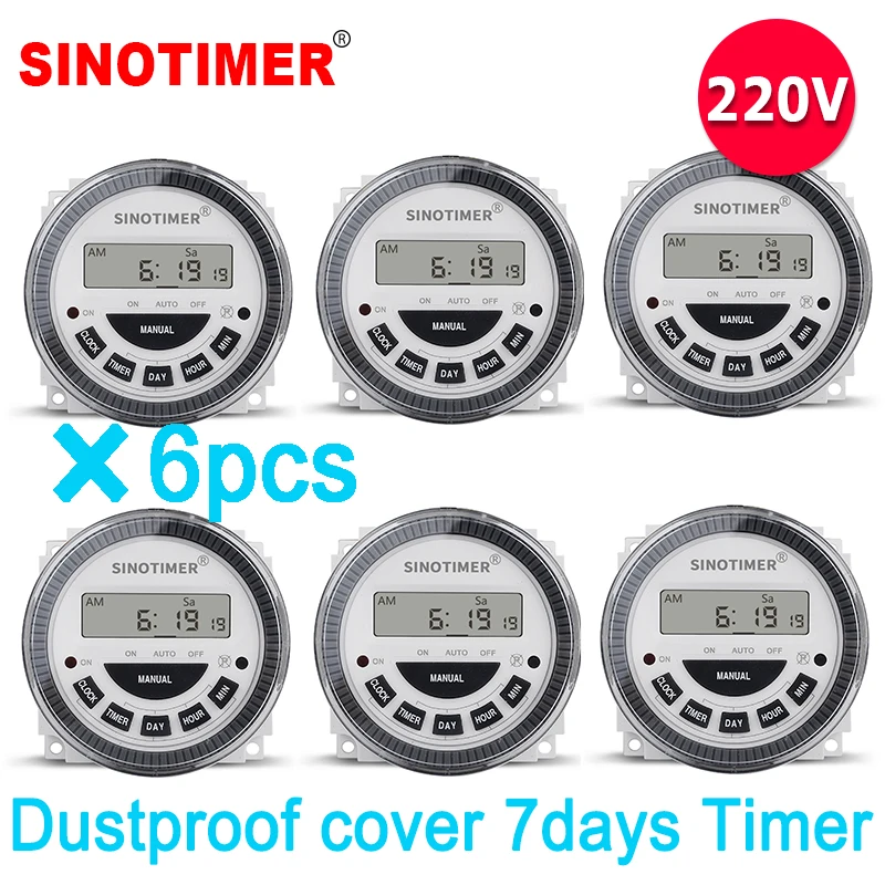 

230Vac 7 Days Weekly Programmable Digital Timer Lighting Switch Output 220V Voltage Inside Battery with Dustproof Cover