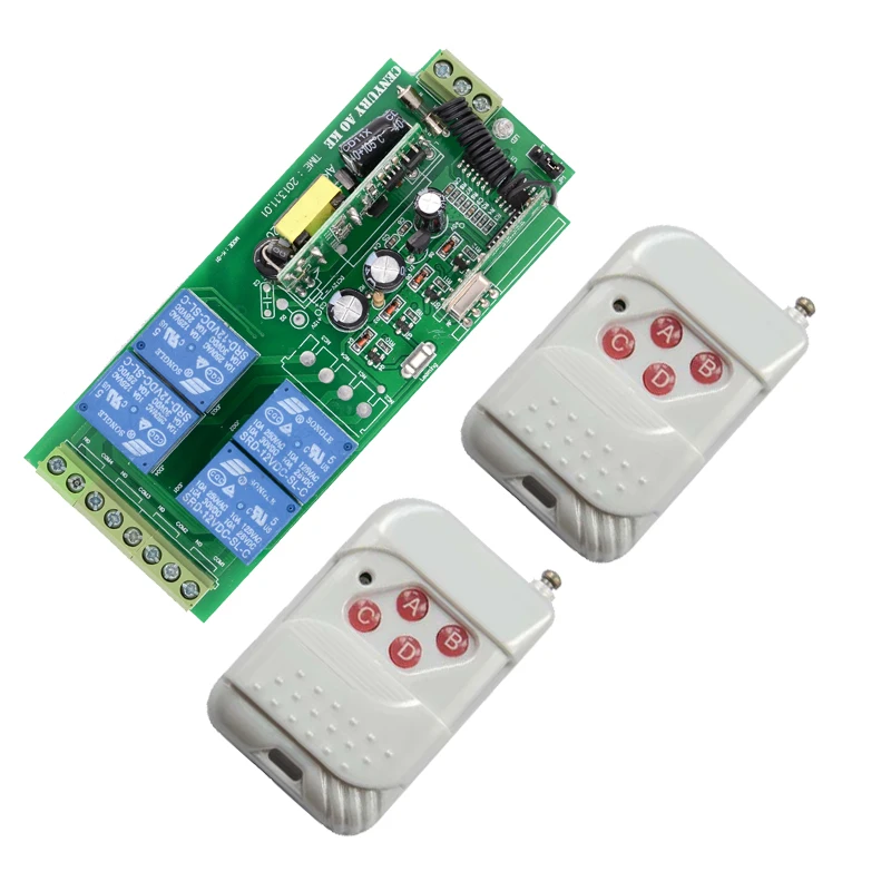 

AC85V~250V 110V 220V Wireless Remote Control Switch System RF 4 Relay 200M Wide Voltage Multi-Function