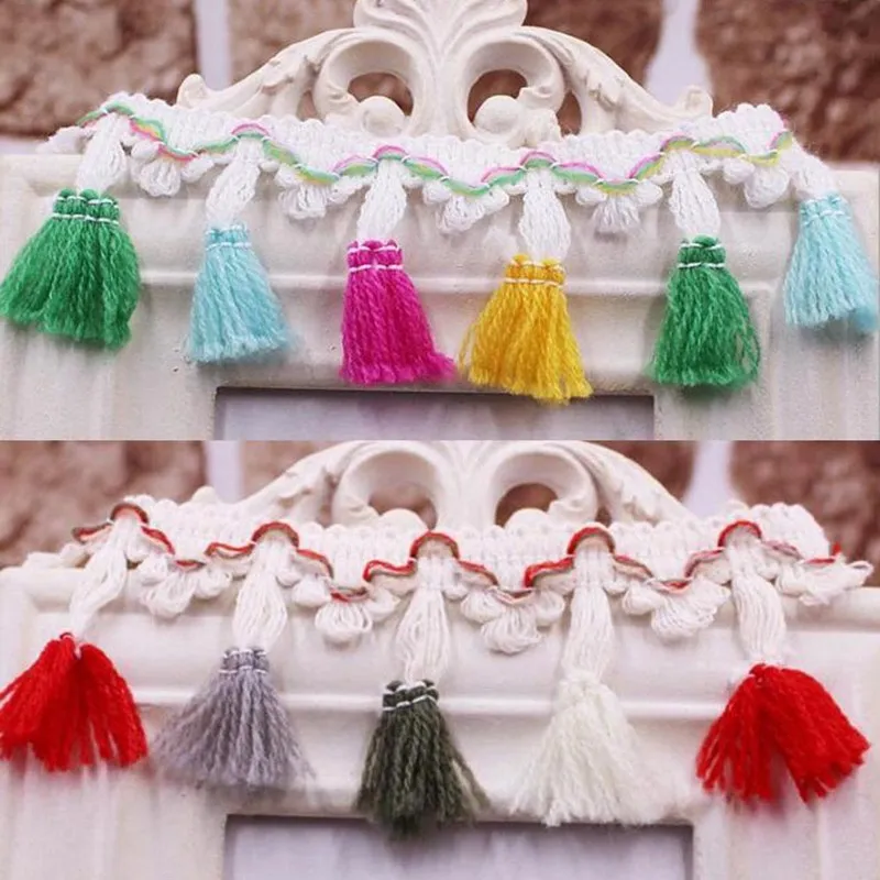 Fine Quality Colorful Hanging Broom Design Tassels Fringe Soft cotton