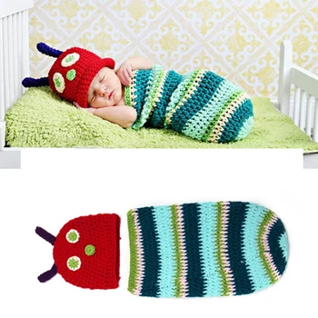 

Toddler Christening Infant Newborn Caterpillar Handmade Crochet Photography Prop Baby Boys Cosplay Costume Kids Clothing Sets