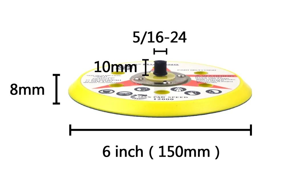 6 дюймов(150 мм) 5/16-24 папа 6 отверстий PSA виниловые задние шлифовальные колодки для самоклеящейся абразивной наждачная бумага для полирования Аксессуары для инструментов