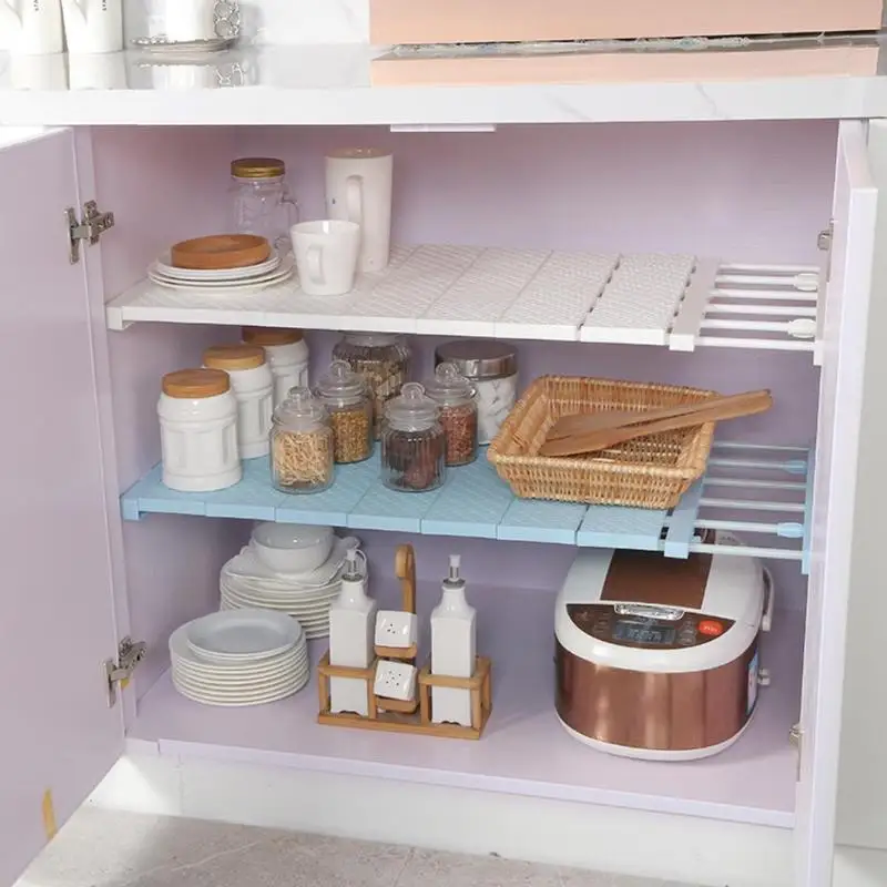 Регулируемый шкаф-органайзер для ванной комнаты, кухонного шкафа, стеллаж для хранения, держатель, без ногтей, растягивающийся шкаф, многослойные разделенные полки