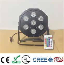 2 unids/lote Управление Remoto LED PAR 7x12 W RGBW 4IN1 LED de Lujo Luces DMX 4/8 каналес LED PAR Plana