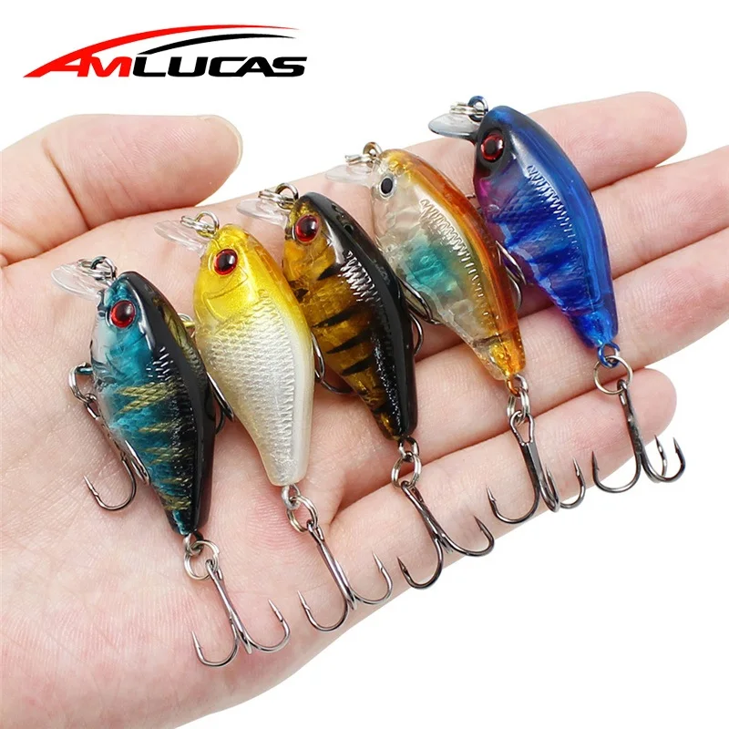 

Amlucas 45mm 4.4g Crankbait Fishing Lure Topwater Artificial Bait Minnow Wobblers Plastic Hard Bait peche Fishing Tackle WW304