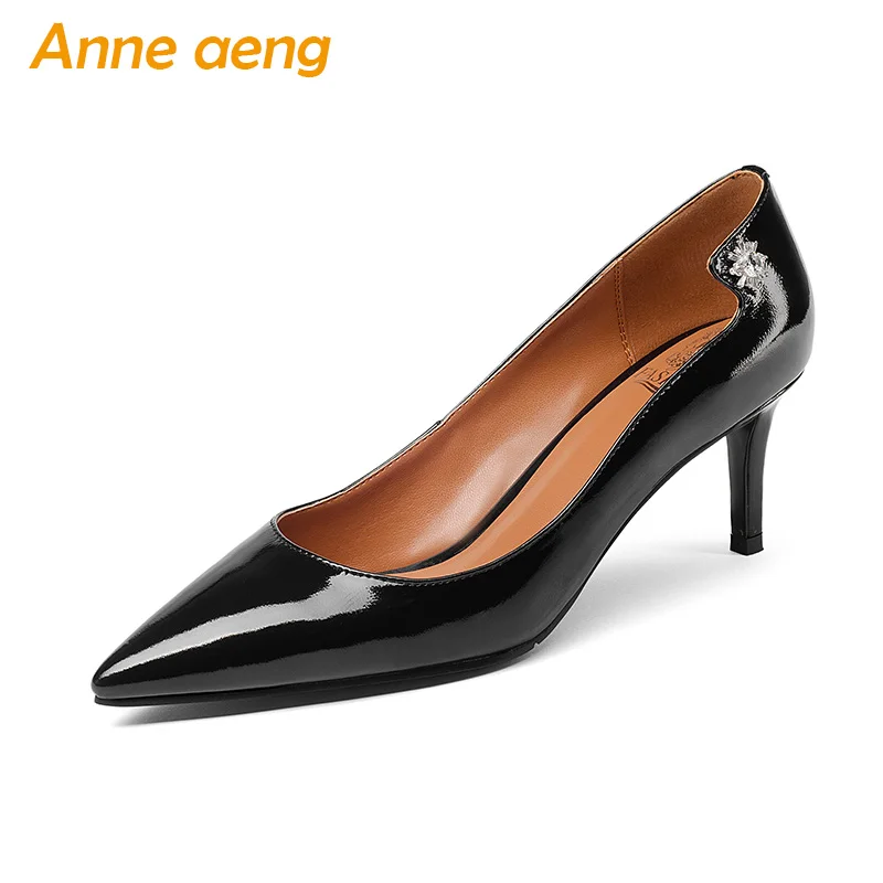 

New Spring/Autumn Genuine Leather Women Pumps High Heels Pigskin Insole Pointed Toe Sexy Office Ladies Women Shoes Black Pumps