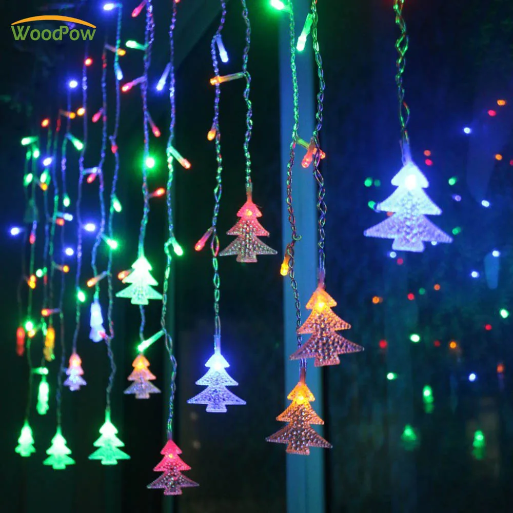 

WoodPow 3.5M 96 LED Curtain Christmas Tree Icicle String Lights Fairy Lights Christmas New Year Lights Party Home Decoration