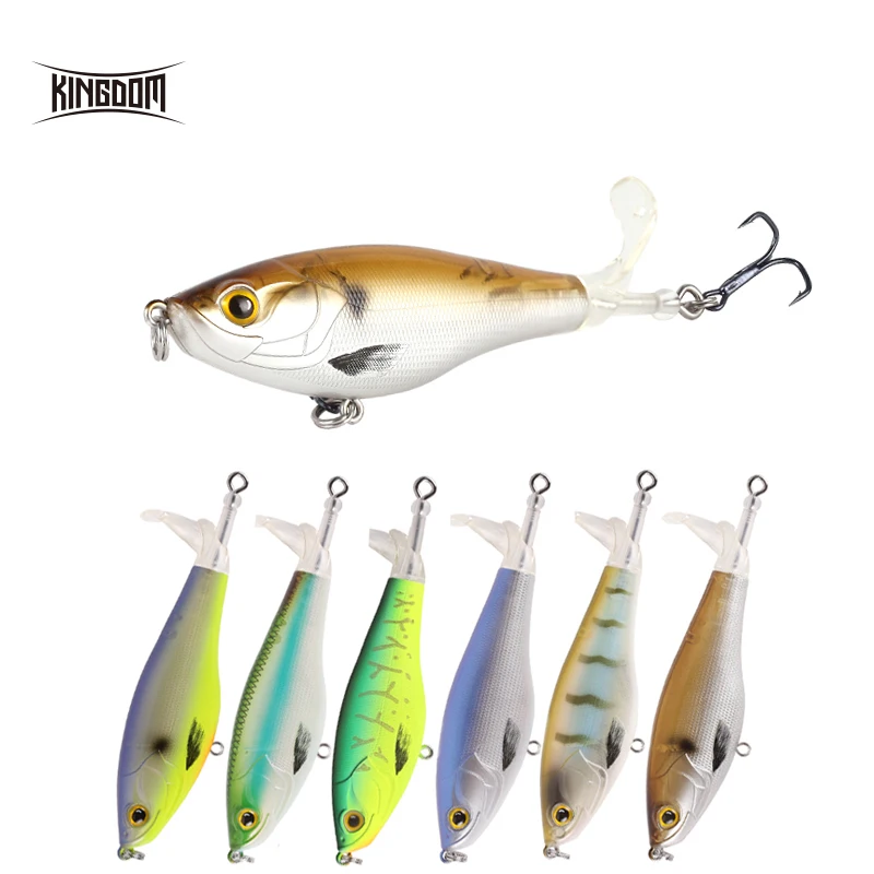 

Kingdom Fishing Lures 110mm 90mm Floating Topwater Baits Soft Spinning Propeller Tail KINGPOP Pencil Fishing Tackle 9501