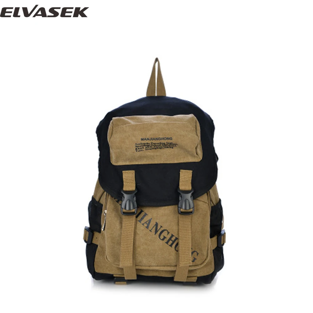 

ELVASEK Backpack Canvas Backpack Man Causal Many Pockets Man Bag Teenager Like Cool Letter Versatile Concise Boy Bags A4666/k