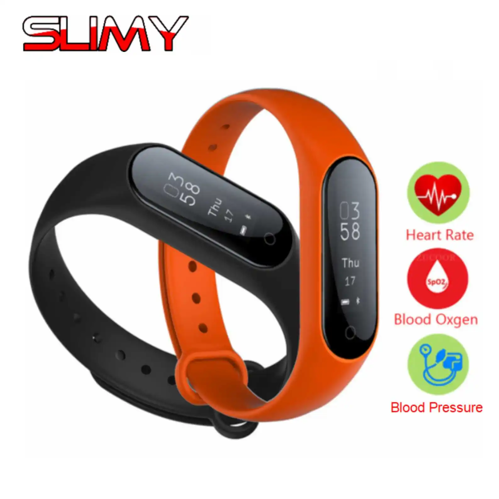 

Slimy Bluetooth Smart Watch Blood Pressure Heart Rate Monitor Fitness Tracker Smart Band Bracelet Smartwatch for Android IOS
