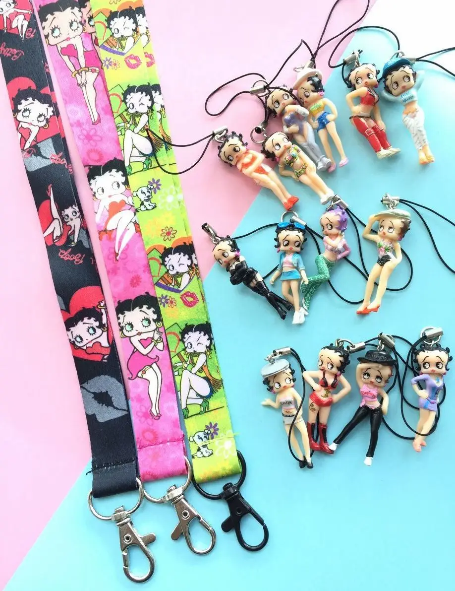 10 шт. Популярные Мультяшные betty boop ШЕИ ремни Lanyards мобильный телефон, ID карты, ключ condolем ремень смешанный