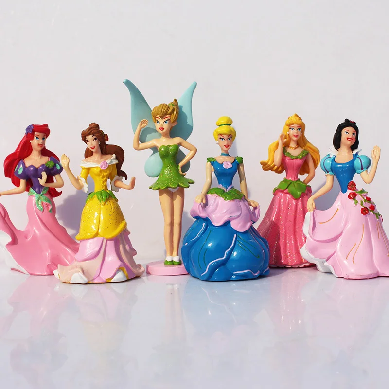

6pcs/set Princess Snow White Ariel Cinderella Tinker Bell Figure Dolls Toy For Girl