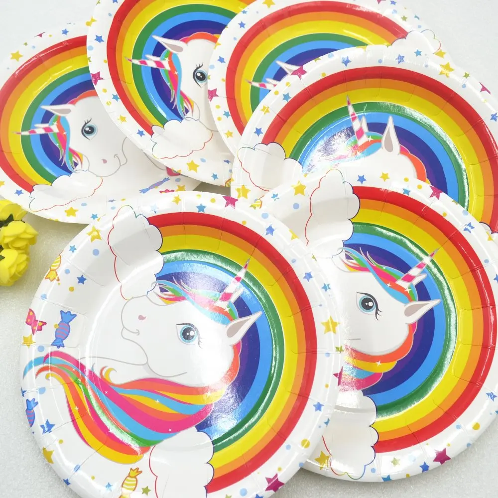 Цвет набор Детей Тема Birthday Party Decoration соломка Тарелка Кубок Скатерть Flag Нож Вилка