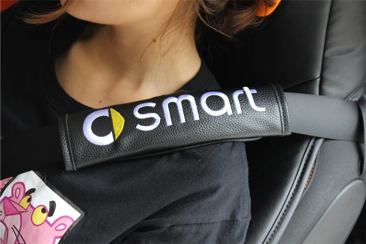 Smart Fortwo Forfour 453 вышивка логотипа ПУ Чехол для ремня безопасности Защитные автомобильные чехлы для безопасности кемпинга Защита плеча декоративная