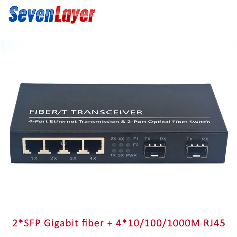 Оптический Media Converter Gigabit Ethernet 10/100/1000 M 4 RJ45 UTP и 2 * SFP волокна Порты и разъёмы