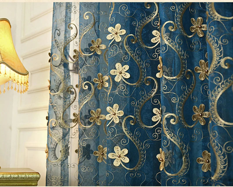 Tiyana, бежевый тюль, занавески, жемчужный дизайн, органза, ткань, на окно, для гостиной, спальни, синяя вуаль, занавески, для кухни, Cortinas P290D3