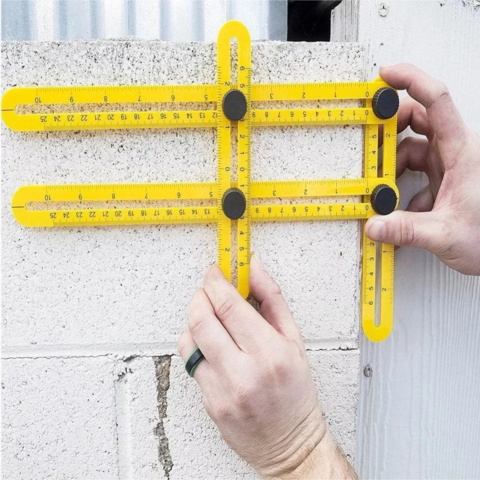 

Folding Angle Meter Ruler Gauge Finder Protractor Squares Woodworking Measuring Tools Four-sided Ruler Template Gauging Tool