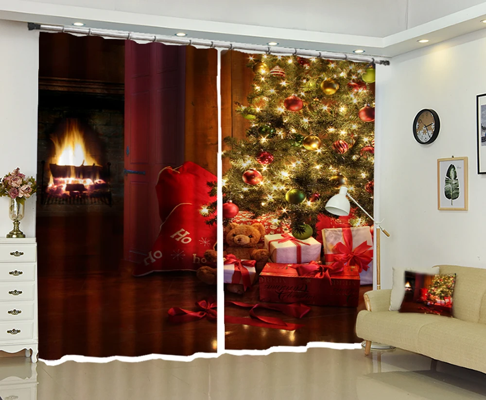 Роскошные Рождественские 3D шторы для гостиной спальни дома декоративные rideaux cortinas salon gordijnen firany na okno