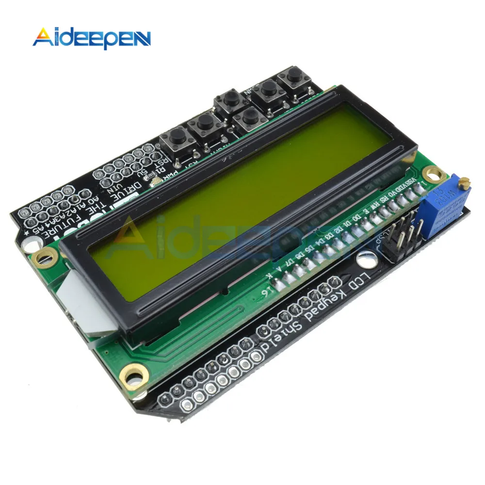

1602 LCD Expansion Board Adjustable Brightness 12C MCP23017 5 Keypad 16x2 Character LCD Display Module Board For Arduino