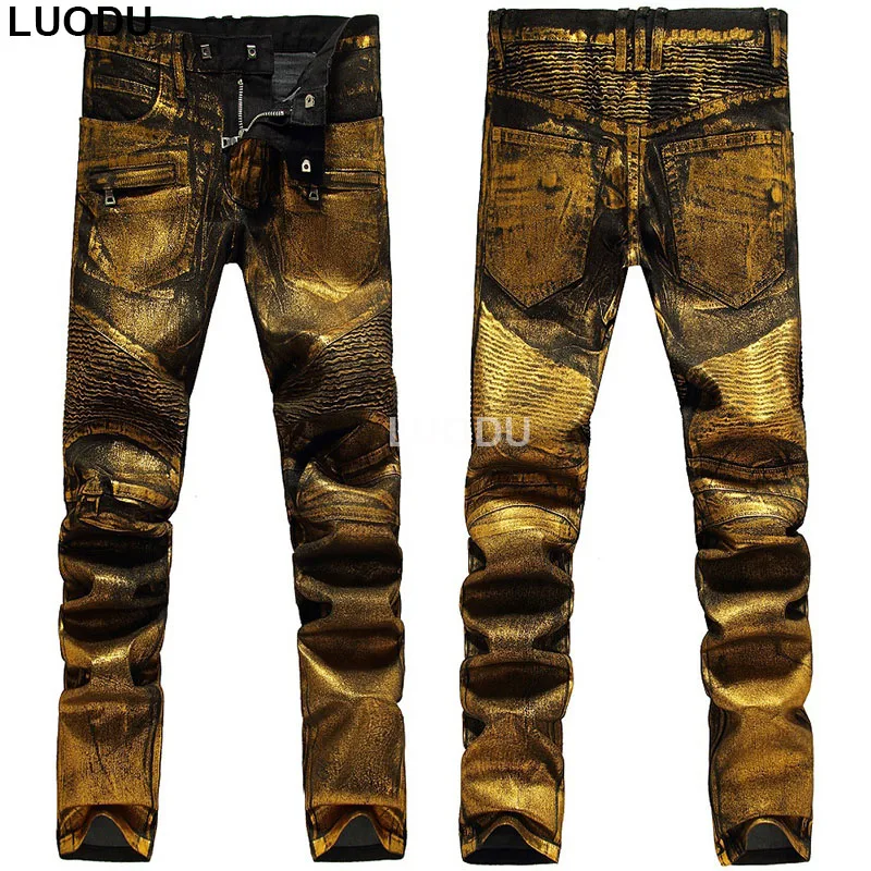 New France Style #913# Mens Distressed Embellished Moto