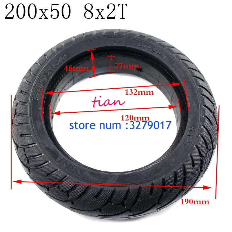Vendita Calda Di Alta Qualità 200X50 8X2 T Solido Pneumatico 8 Pollici Pneumatici Fit Elettrica Auto Bilanciamento Hoverboard Scooter 200*50 8X2 T Pne
