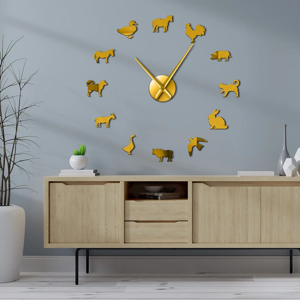 Farm Animals Nursery Decor Diy Giant Wall Clock Country Barn Animal Farmyard Kitchen Wall Art Frameless Large Wall Clock Watch Wall Clocks Aliexpress