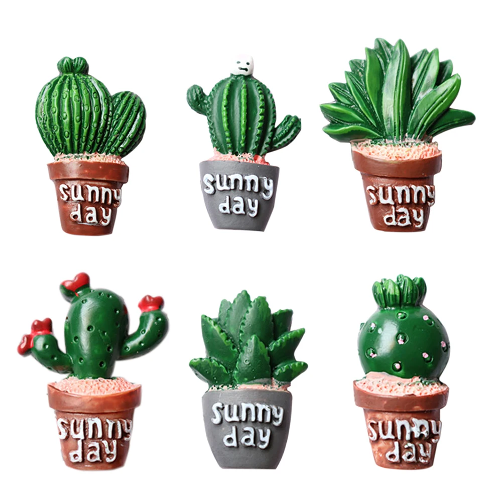 

1pc Resin Fridge Sticker Cute Succulent Plant Artificial Cactus Refrigerator Message Sticker Not Message Sticker