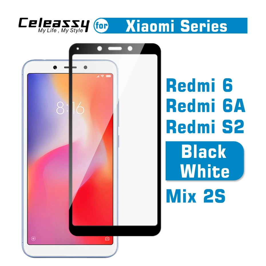 

100% Original Celeassy Real 2.5D 9H Full Cover Tempered Glass For Xiaomi Redmi 6 6A S2 Xiomi Mi Mix 2S Screen Protector