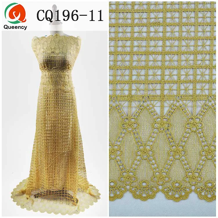 

5 yards CQ196 high quality African Guipure Lace Fabrics Embroidered Water Soluble Lace Cord Lace hand cut fabric