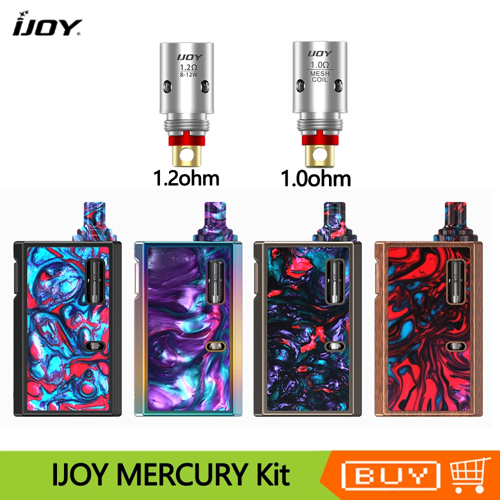 

Original IJOY Mercury Resin Pod Vape Kit 1100mAh Battery Box Mod With 2ml Capacity 1.0ohm/1.2ohm Coils Electronic Cigarette Kit