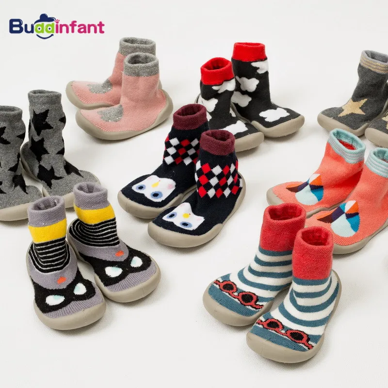 Toddler Baby Kid Socks Shoes Cotton High Knee Frist Walk Anti Slip Rubber USA