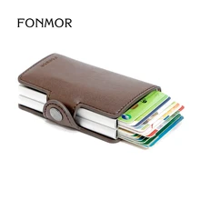 FONMOR Marque TwinWallet RFID Automatique Porte-Cartes Protecteur Mince Mini Portefeuille pu Cuir Carte Portefeuille Cardprotector