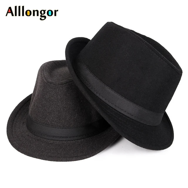 Sombrero de de ala corta clásico para hombre, sombrero de ala negro, Panamá, Vintage, trilby, otoño e invierno, 2022 _ - AliExpress Mobile