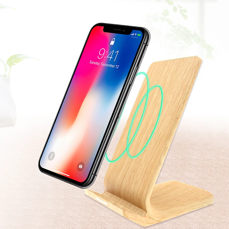 

Wood Grain Fast Qi Wireless Charger Quick Wireless Charging Phone Stand Holder For Samsung Galaxy S9 S8 S7 Note8 iPhoneX 8 8Plus