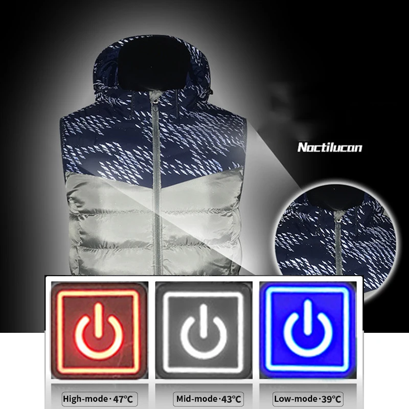 

Men's USB Smart Electric Heated Vest Thermal Warm Clothing Feather Outdoor Hot Sale Heating Waistcoat Winter Jacket Chalecos