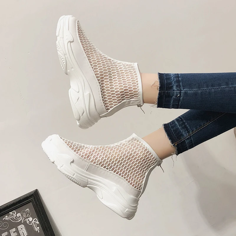Fujin/Прямая поставка женская обувь на плоской подошве Chaussure модная сетчатая
