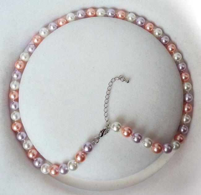 

DYY+++907 8mm mix colour south sea shell pearl fashion necklace18" -Bridal jewelry free shipping