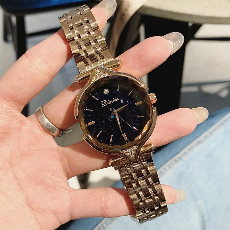 

Luxury Brand Women Watches Fashion Ladies Rose Gold Dress Watch Woman Causal Watch Clock Women Starry Face Watches montre femme