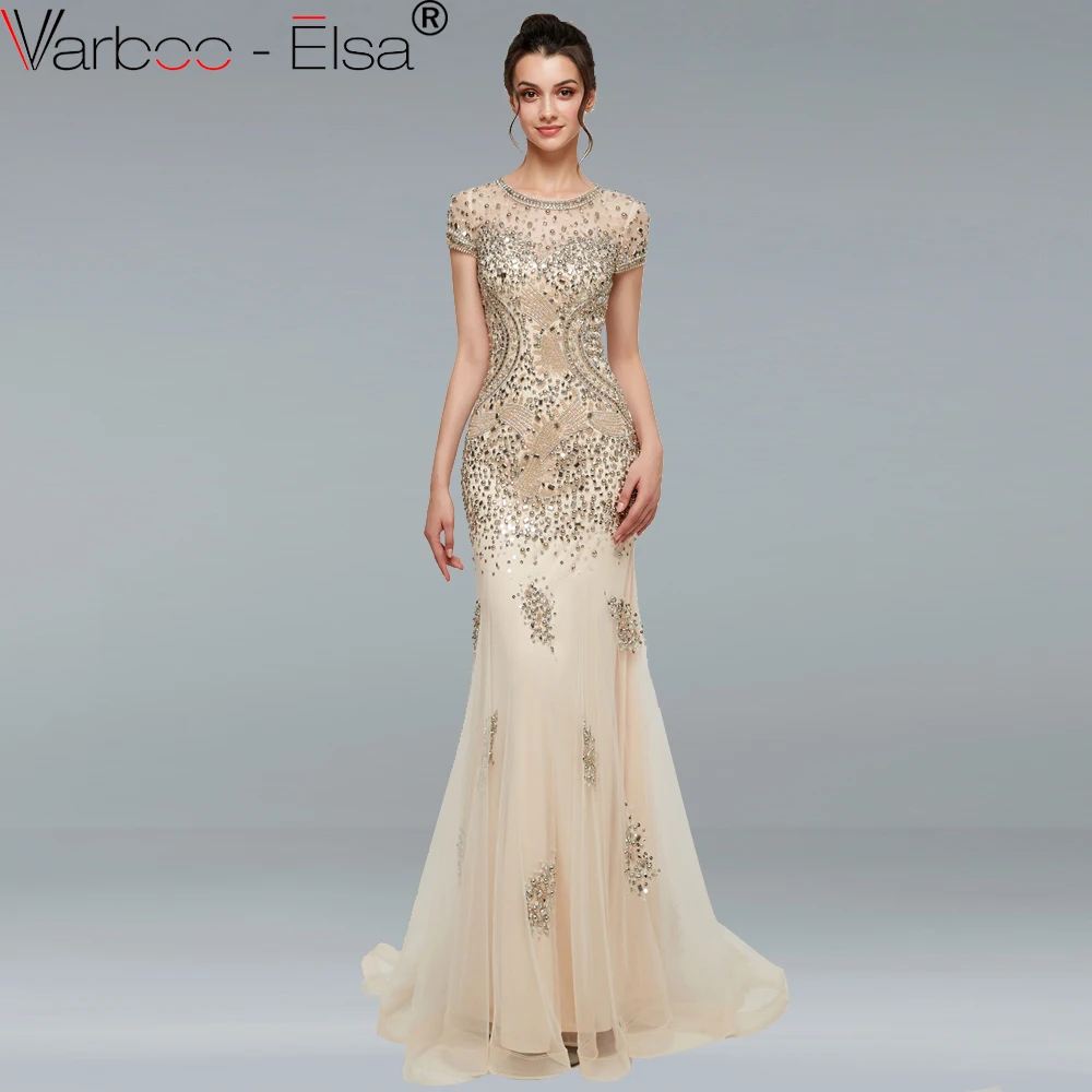 VARBOO_ELSA 2018 роскошное вечернее платье цвета шампанского с русалочкой сексуальное